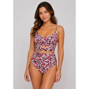 Hurley 2 Piece Swim Set Padded Tie Back Keyhole Front 3X